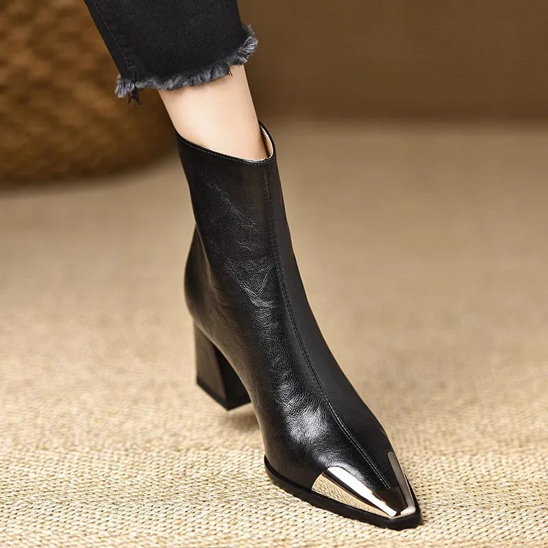 LBSFY   Pointed Toe Women Modern Ankle Boots High Heels Short Booties Concise Office Lady Shoes