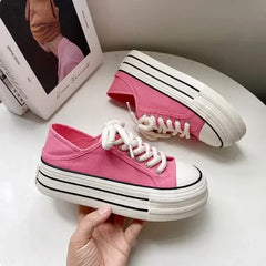 LBSFY  -  Platform Canvas Shoes for Women High-top Candy Color Korean Fashion Shoes Student Casual All-match Designer Footwear New