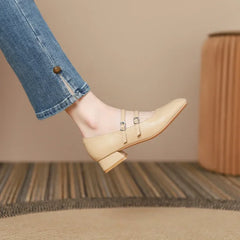 LBSFY  -  Mary Jane Shoes for Women Spring New Shallow Thick Heeled Single Shoes Soft and Comfortable Ballet Wedding Shoes Zapatos Mujer