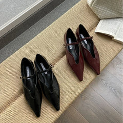 Lbsfy Fashion Comfort Shallow Flat Shoes Women Pointed Toe Elegant Office Shoes Buckle Strap Designer Footwear Female Zapatos De Mujer