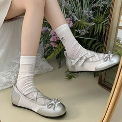 LBSFY  -  New Round Head Buckle Flat Women's Mary Jane Shoes Fashion Soft Sole Bow Decorated Woman Ballet Shoes Casual Walking Woman Shoes