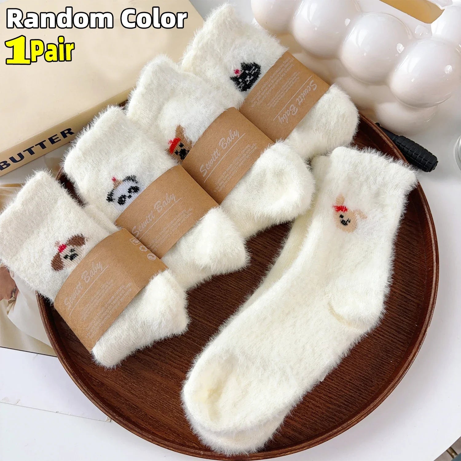 Lbsfy 1/3pairs Cute Mink Fleece Soft Socks for Women Winter Warm Thicken Coral Plush Socks Thermal Snow Home Sleep Floor Kawaii Sock