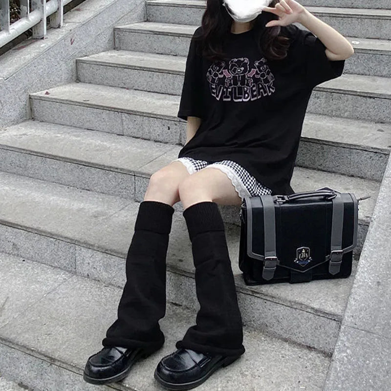 Lbsfy Japanese Star Leg Warmers Socks Striped JK Boot Cuffs Lolita Socks Harajuku Knit Sock Sets Thigh Garter y2k hot girl Accessories