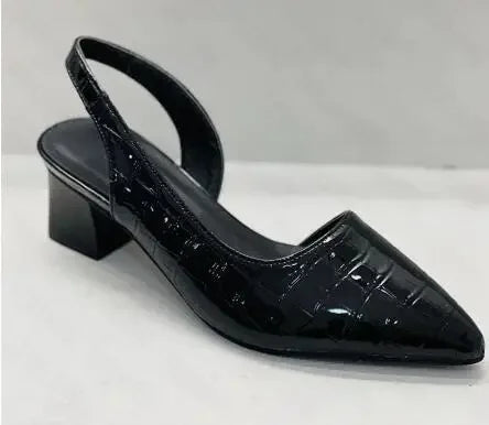 LBSFY -Women's Pointed Toes Pumps Mid Chunky Heels Slingback Sandals Shoes Summer New Vintage Woman Lady Female Sandals Slippers Shoes