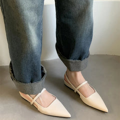 LBSFY  -Summer Women Cover Toe Flats Sandals Fashion Ladies Elegant Soft Leather Dress Singbacks Sandalias