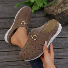LBSFY -Design Chic Women’s Wedge Sandals Effortless Slip-On Platform Shoes with Comfort Cushioning for Casual Style Mules Slipper