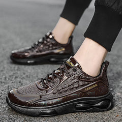 LBSFY -Men Fashion Leather Shoes Alligator Lines Sports Shoes Autumn Cushioning Sneakers Men Trendy Casual Jogging Running Shoes
