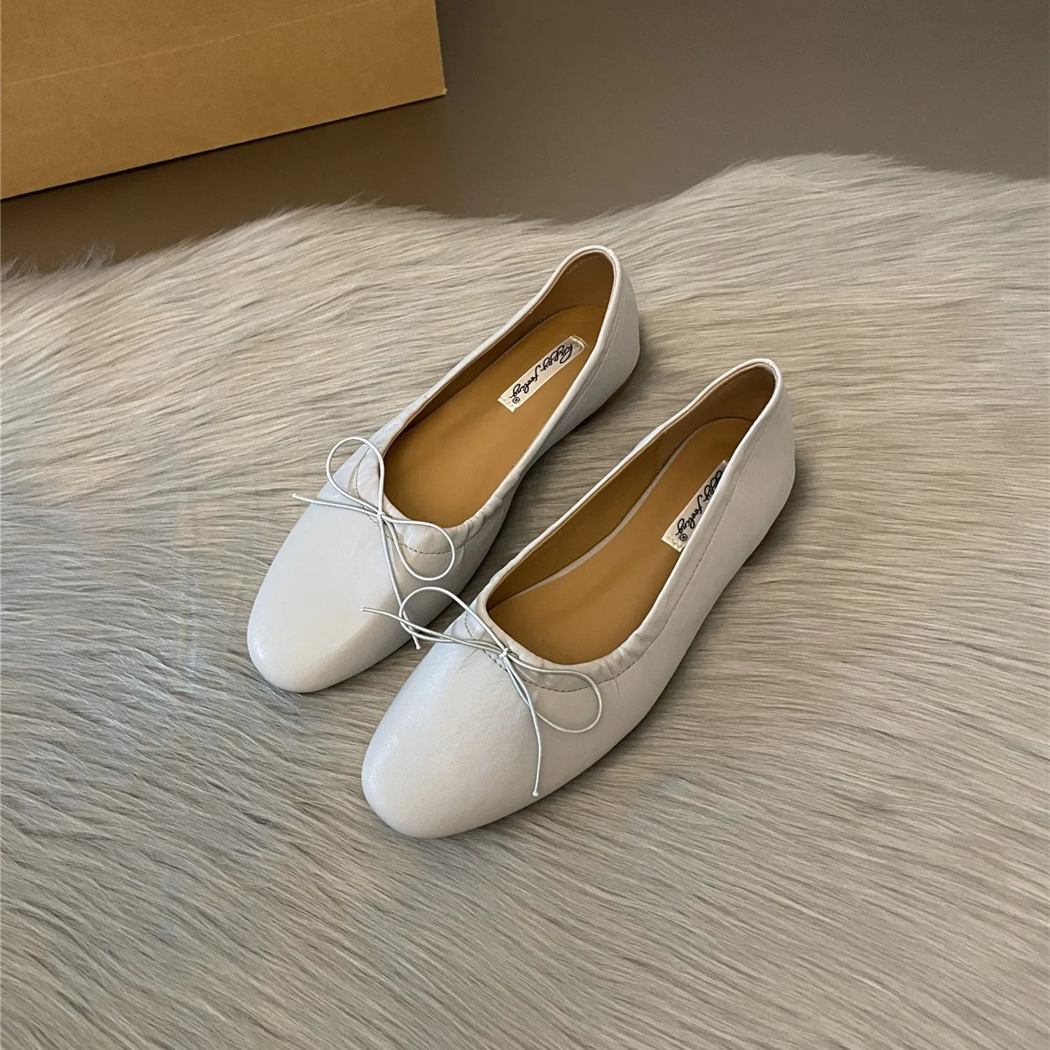 LBSFY -Fashion Bow Tie Flats Ballet Shoes Women Female Ballet Round Toe Shallow Cut Ballerina Soft Moccasin Dress Shoes Zapato