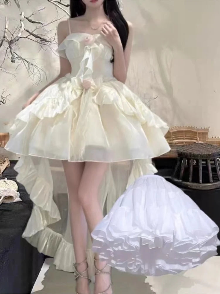 LBSFY -Elegant Birthday Lolita Party Dress with Underskirt Outfits Women French Ruffles Dancing Vestidos Summer Korean Fashion Clothes