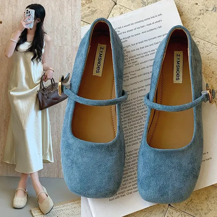 LBSFY -French Mary Jane Flat Shoes Women's Spring New Gentle Elegant Match Skirts Fashion Sweet Lady Low Heel Soft PU Leather