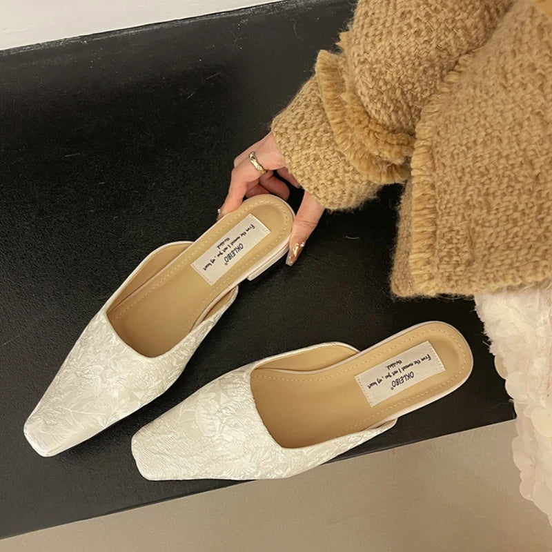 LBSFY  - 2024 Summers Women Mules Slippers Fashion Elegant Cover Toe Slides Shoes Ladies Outdoor Beach Vacation Flats Sandalias