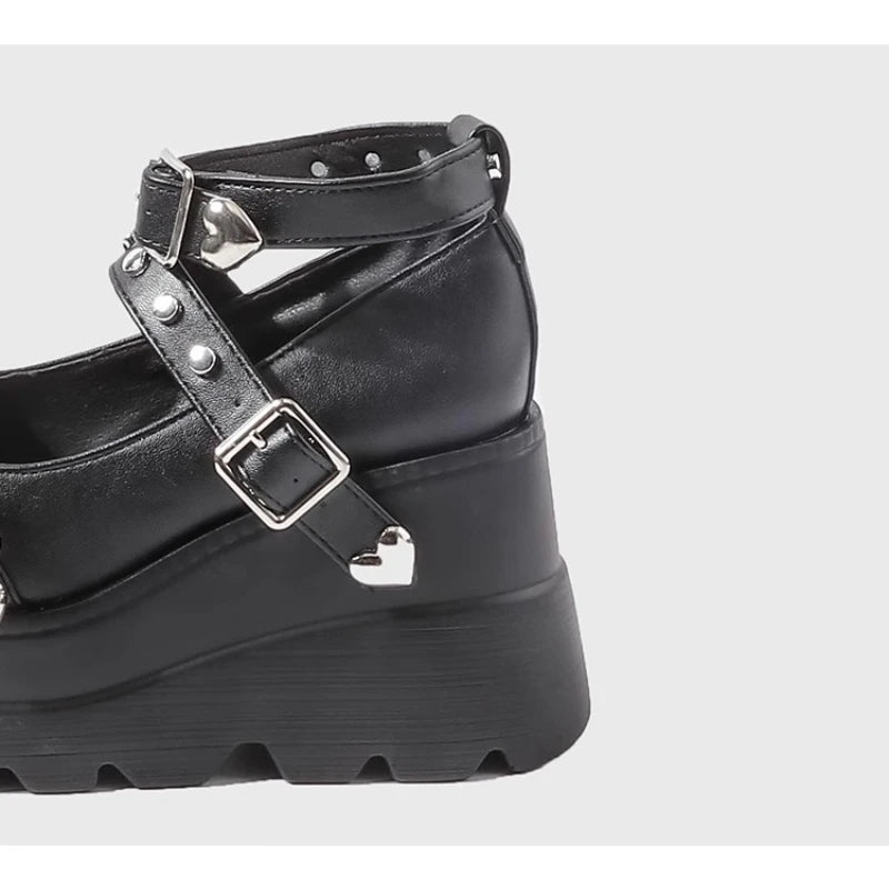 LBSFY -Women Chunky Pumps Mary Jane Super High Heel Platform Wedge Summer Ladies Sandals Belt Buckle Classic Sweet Punk Female Shoes