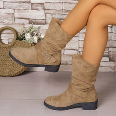 LBSFY -Womens Autumn New Imitation Suede Waterproof Short Boots 2025 Daily Home Office Shopping Shallow Mouth Comfortable Women's Boots