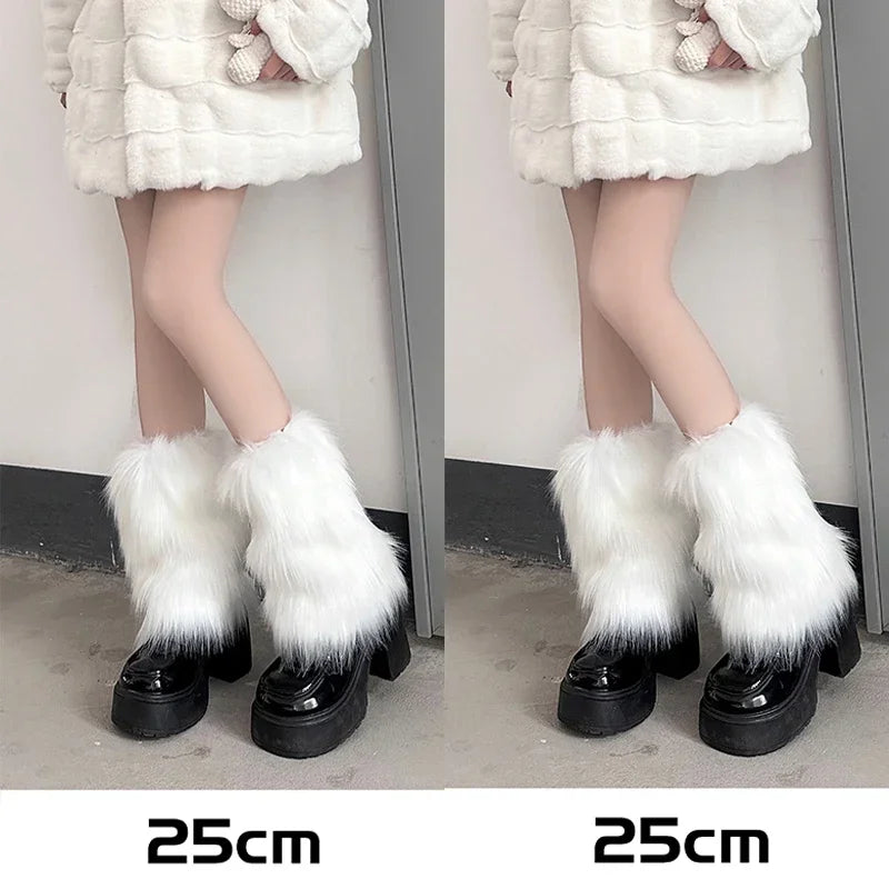Lbsfy 1/2pairs Y2K Spicy Girls Imitation Rabbit Fur Grass Leg Covers Plush Thickened Velvet Subcultural Tubing Stacked Furry Leg