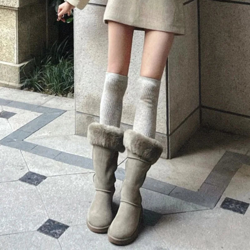 LBSFY  -  Thick Soled Snow Boots for Women, High Top Boots with Winter Fleece and Thick Cotton Shoes, Waterproof, Anti Slip and Warm Boots