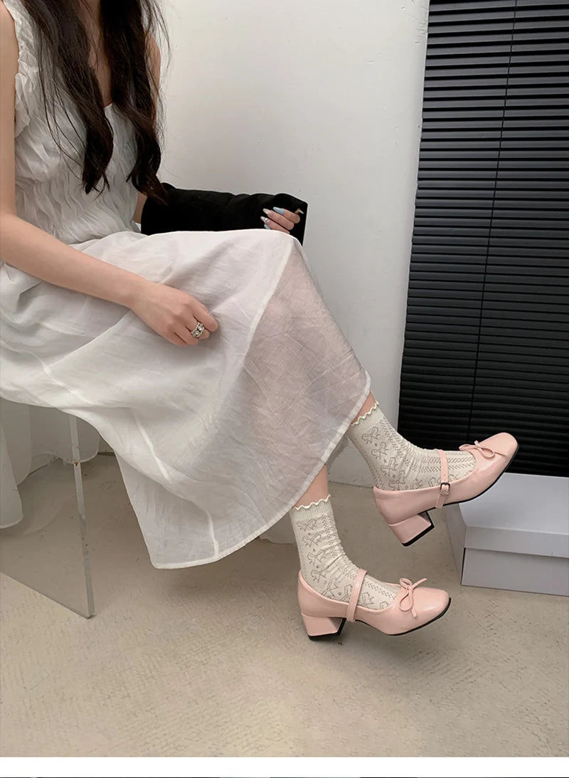 LBSFY -Patent Leather Women Mary Jane Shoes Fashion Shallow Butterfly-knot Shoes Spring Autumn Wedding Party Shoes