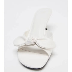 LBSFY -Women Summer New Luxury Brand White High Heel Sandals Versatile Simple Slim Heel Sandals Slippers
