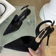 LBSFY -Street Style Thin High Heels Women Pumps Sexy Buckle Strap Pointed Toe Stripper Party Female Shoes