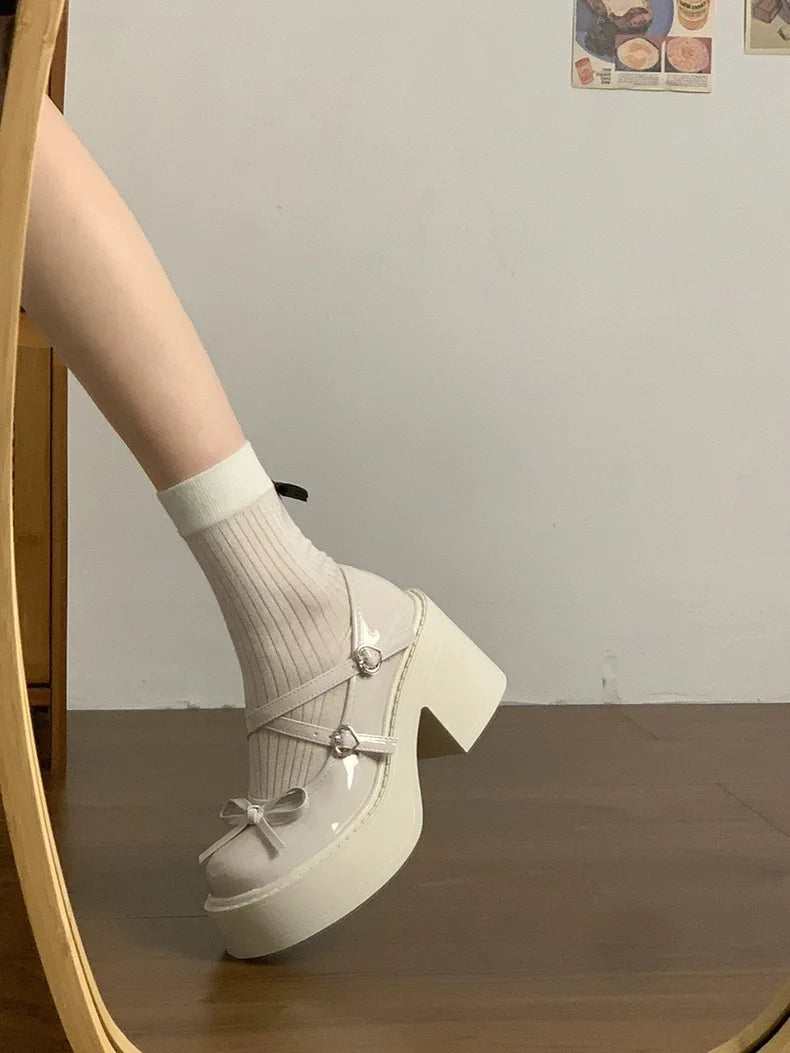 LBSFY -Lolita Shoes Women Japanese Style Mary Jane Shoes Women Vintage Shallow High Heels Chunky Platform Shoes Cosplay Female Sandals