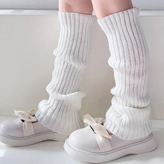 Lbsfy Children JK Lolita Leg Warmer for Girls' Autumn Winter Cute Knitted 40cm Long Foot Cover Y2K Punk Gothic Crochet Socks
