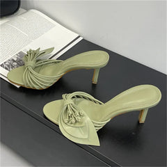 LBSFY -Fashion Open Toe Narrow Band Butterfly-kont Thin Heels Women Slippers Summer Party Dress Slides Shoes