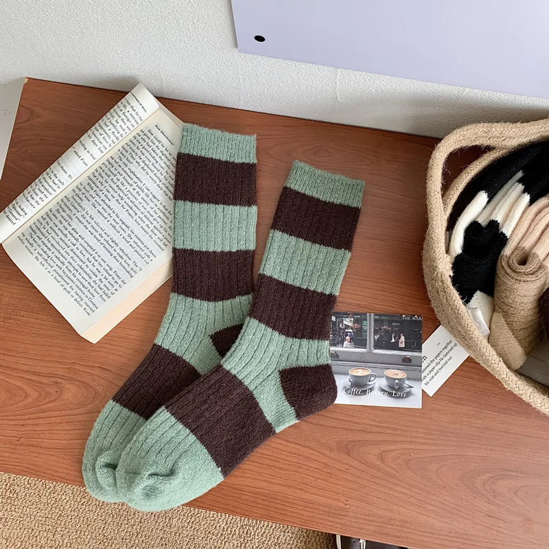 Lbsfy Wool Women's Crew Socks Trendy Casual Cotton Mixed-Color Short Socks Female Breathable Creative Girl Fashion Socks Calcetines