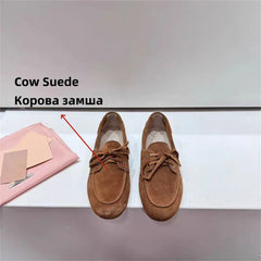 LBSFY  -  Ins Genuine Leather Flats Shoes Women Loafers Trend Vintage Suede Loafers Women's Casual British Style Flat Single Shoes