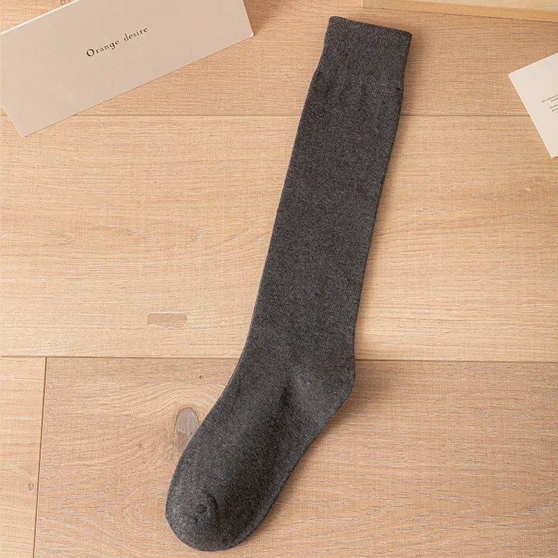Lbsfy Women Cotton Knee High Socks Girl Black White Stockings Solid color Casual Calf Sock Female Fashion Sexy Long Socks