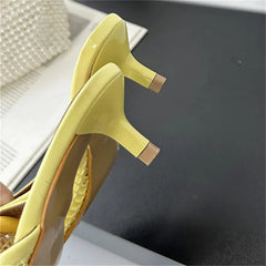 LBSFY -Summer Fashion Hollow Out Mesh Women Slippers Sandals Pointed Toe Thin Low Heels Slingback Mules Shoes Zapatos De Mujer