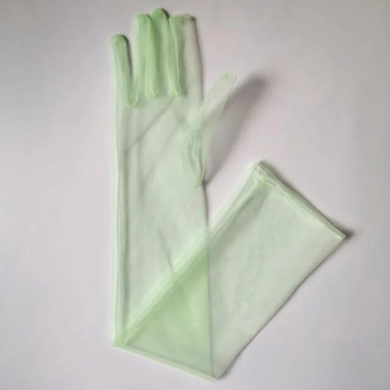 Lbsfy New Gloves for Women Dress 55cm Sheer Mesh Gloves Sexy Thin Elbow Long Gloves Wedding Accessory Anti-UV Cycling Driving Mittens