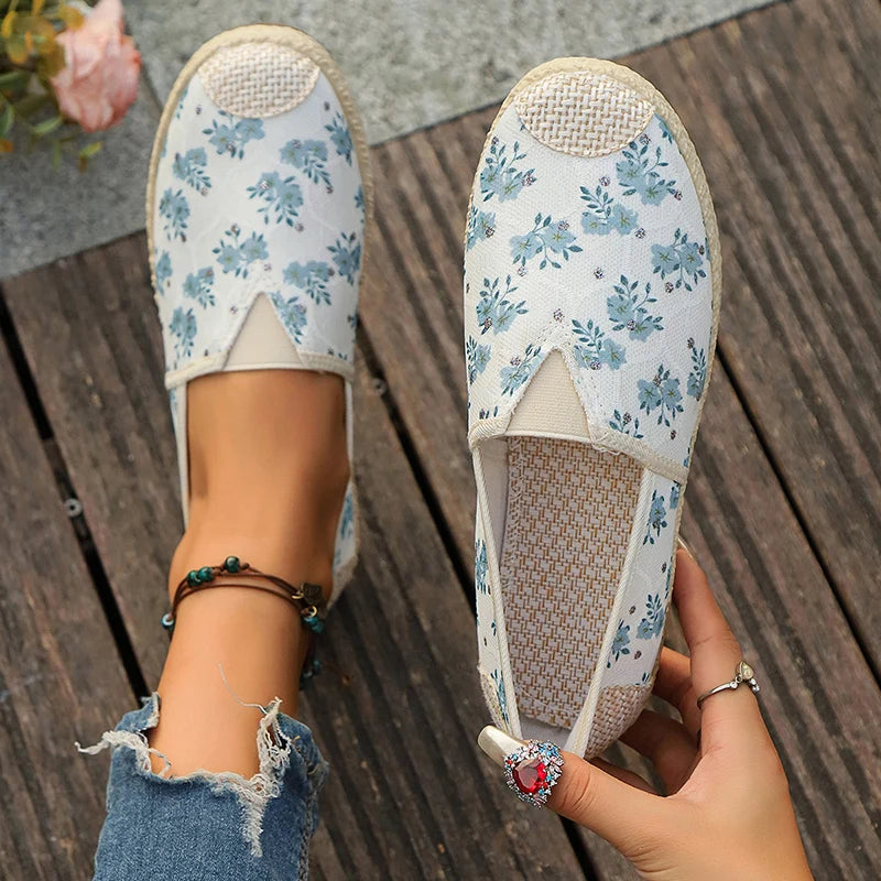 LBSFY  -  Flowers Print Loafers Shoes Women Autumn Slip-On Breathable Canvas Espadrille Shoes Woman Comfort Non-Slip Casual Flats Female