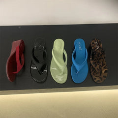 LBSFY  -Summer New Brand Women Slipper Fashion Low Weadge Heel Sandal Narrow Band Outdoor Vaction Beach Slides Shoes