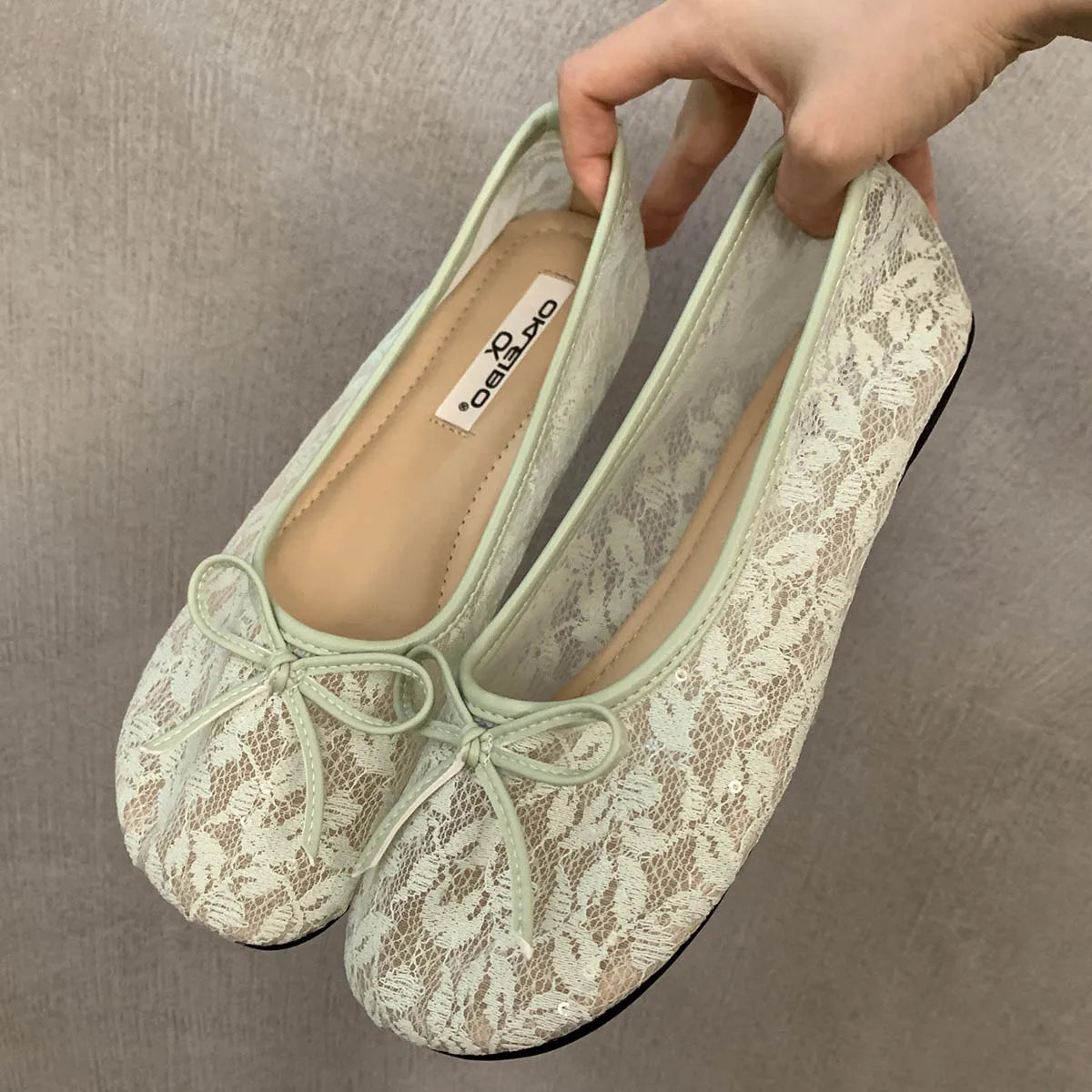 LBSFY -Summer Fashion Concise Round Head  Women Ballet Flats Low Heels Bow Mesh Party Slide Mules Casual Shoes Zapatos De Mujer