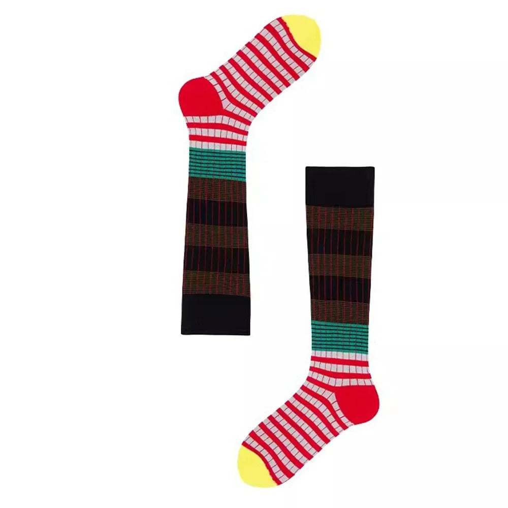 Lbsfy Gradient Striped Autumn Winter Long Socks Woman Colorful Retro Calf Socks Cotton High Tube Stockings Girls Casual Pile Socks