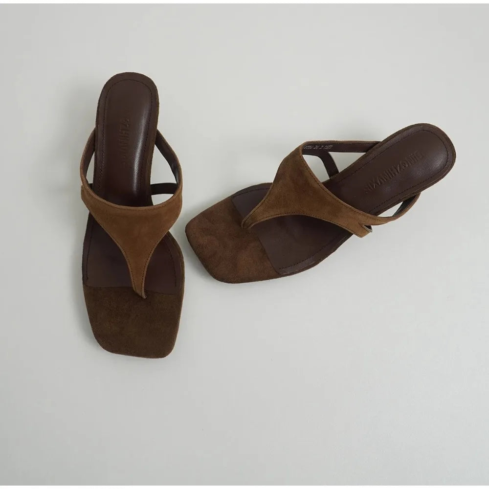 LBSFY -Summer Fashion Women Clip Toe Slippers Comfort Low Heel Slides Shoes Ladies Casual Dress Street Style Sandalis