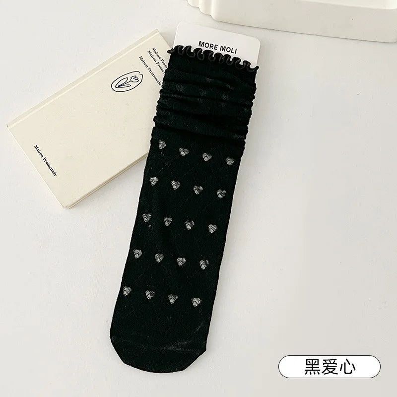 Lbsfy Women's Socks Jk Harajuku White Black Spring Summer Cotton Fashion Korean Style Simple Ins Mid-tube Breathable Comfortable Socks