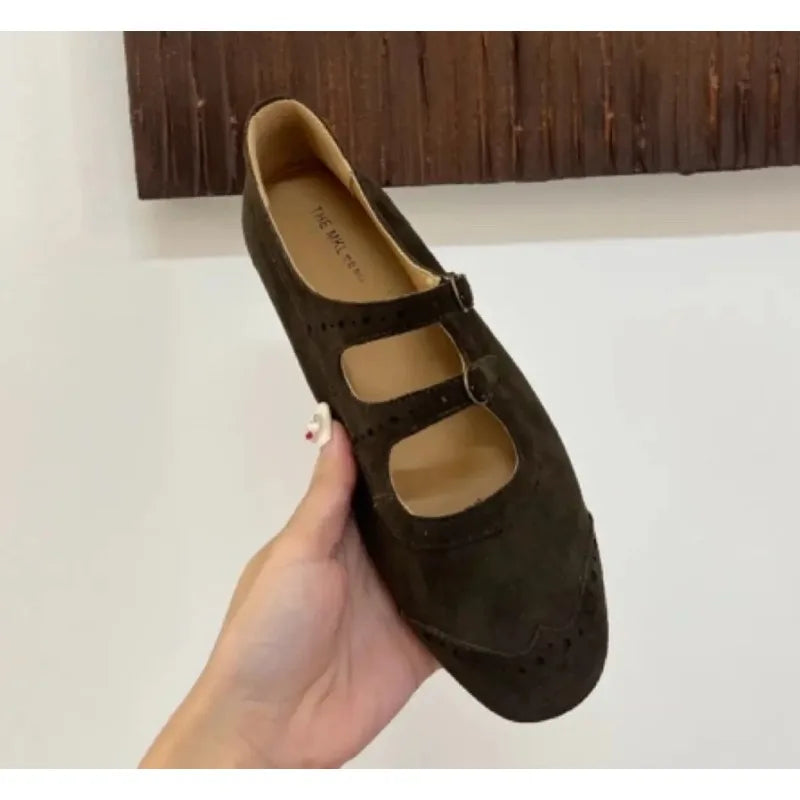 LBSFY -New Mary Janes Flats Shoes Ballet Casual Sneakers Women Sandals Loafers Trend Shallow Dress Suede Comfort Zapatos Mujer