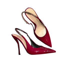 LBSFY  -  Temperament Thin Heel Toe Sandals for Spring and Summer Fashion Show, New Metal Letter Shallow Mouth Pointed High-Heeled Shoes