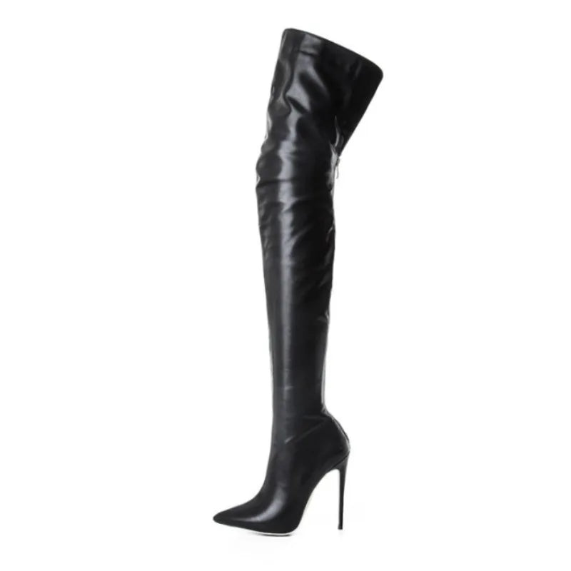 LBSFY -New Women's Boots High Heel 11cm Over Knee Boots Large Size 34-43 Back Zipper Fashion Personality Boots