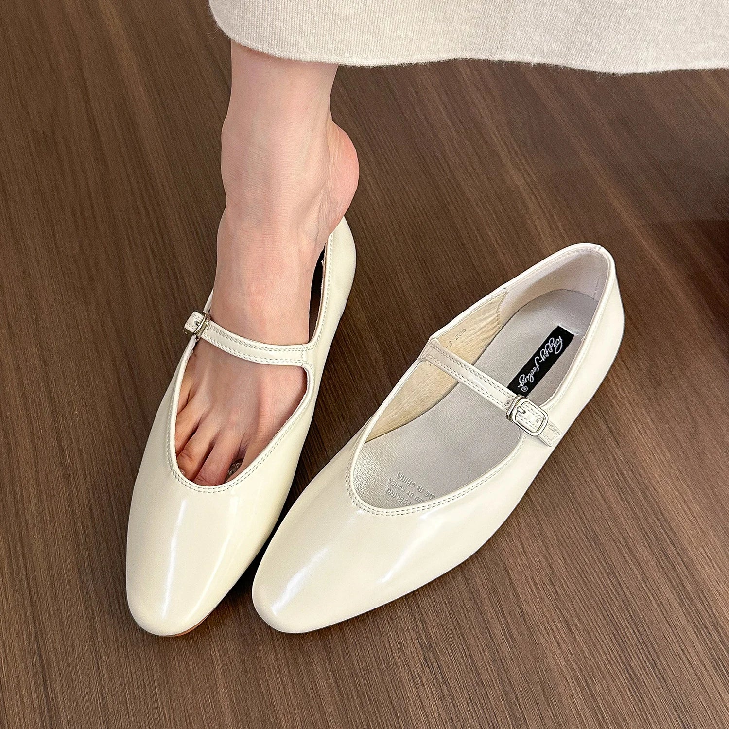 LBSFY -Brand Women Silver Flats Fashion Square Toe Shallow Ladies Slip On Ballet Shoes Soft Casual Flat Mary Jane Shoes Mujer
