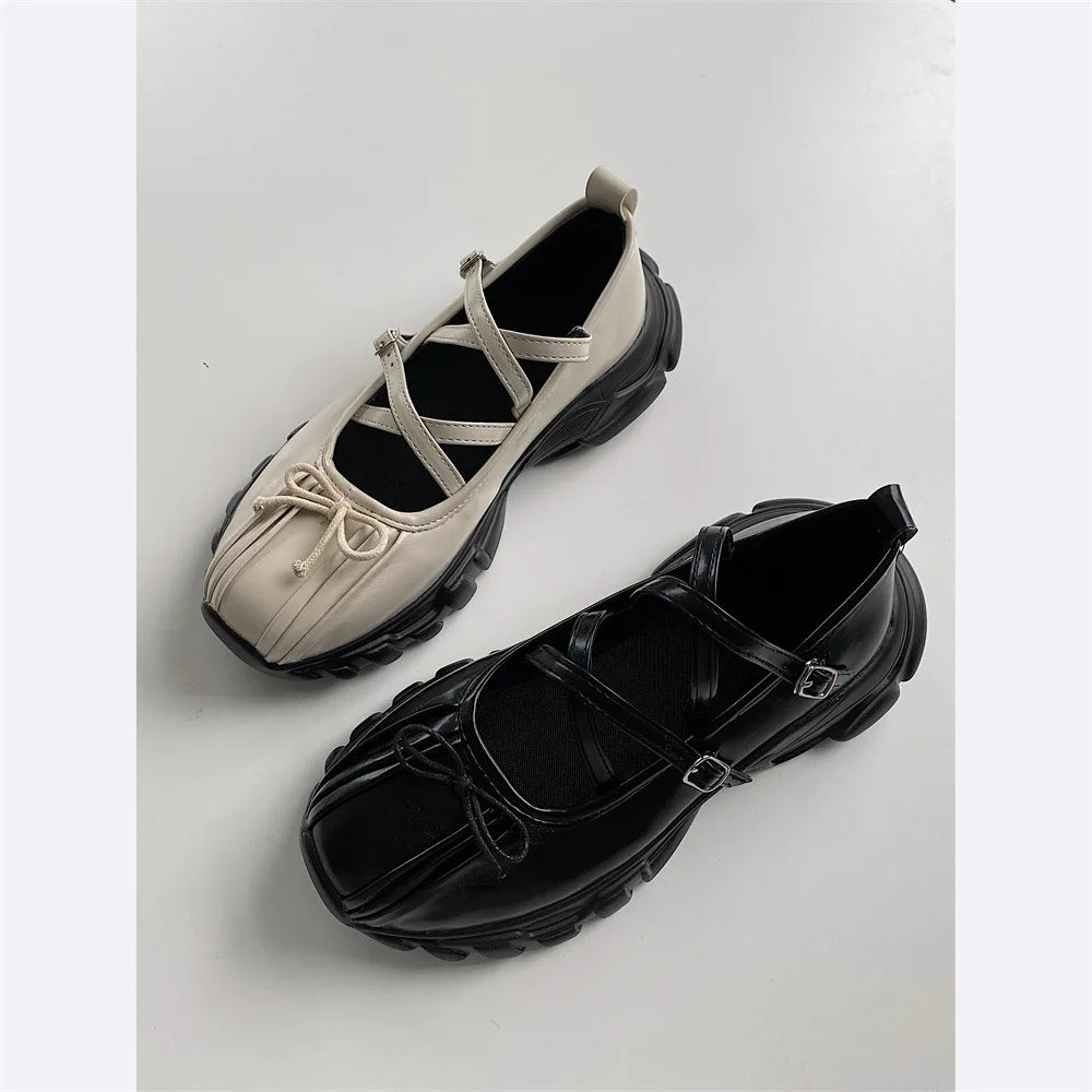 LBSFY -Summer Chunky Women Sports Shoes Fashion Shallow Butterfly-knot Platform Flat Shoes Ladies Casual Outdoor Mary Jane Shoes 2025