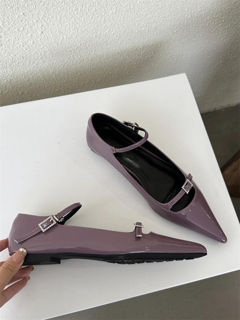 LBSFY  -  2024 Ladies Women Flat Shoes Fashion Brand Buckle Women Elegant Laofer Shoes Flat Heel Slip On Dress Ballerinas Shoes