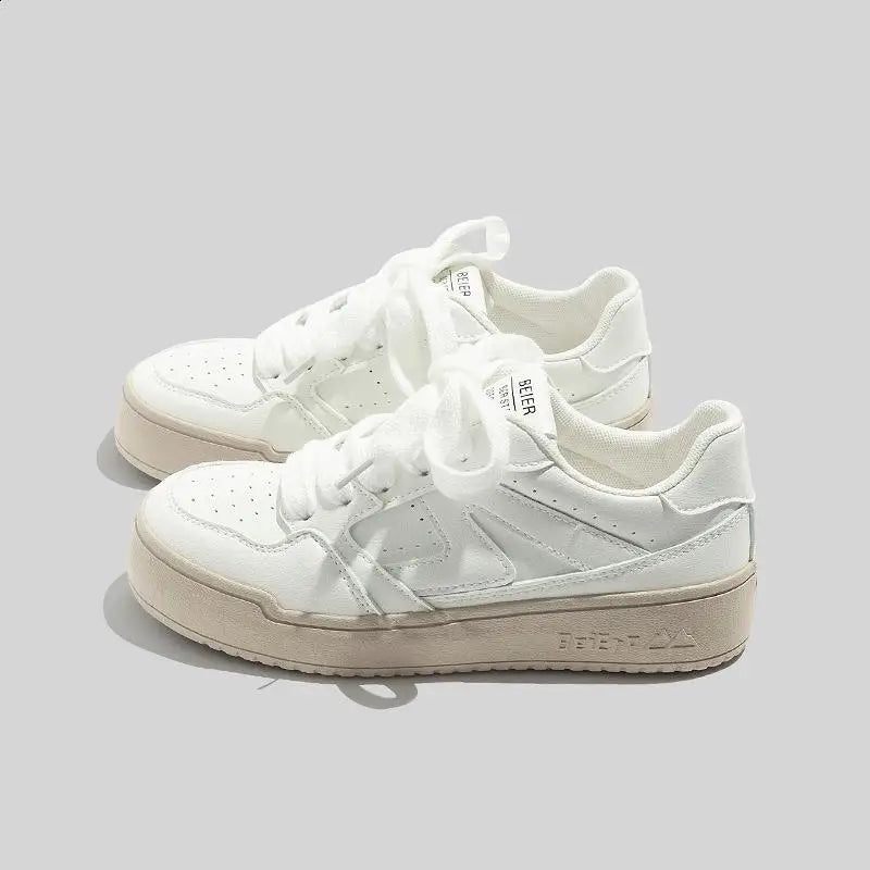LBSFY  -  Retro Woman Shoes Tennis Female All-Match Round Toe Mixed Colors Flats Casual Sneaker Breathable Comfortable New Dress Rubber PU