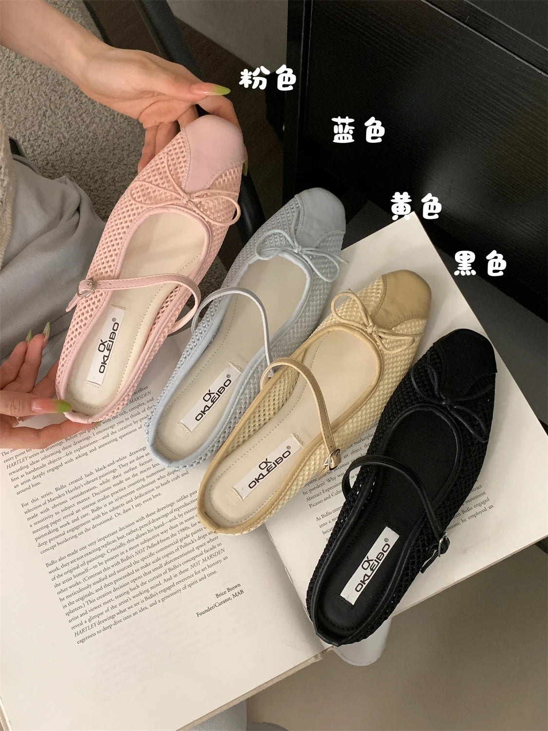 LBSFY -Summer Fashion Concise Round Head  Women Slippers Low Heels Bow Casual Hollowed Out Pumps Party Slide Mules shoes