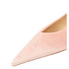 LBSFY  -Women 1cm Low Heels Classic Prom Pink Flats Female Soft Velvet Pointed Toe Low Heels Lady Concise Barefoot Shoes Plus Size