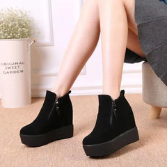 LBSFY  -  Winter Autumn Wedges Short Boots Women High Heel Snow Boots Short Plush Fur Ankle Boots Increased Internal Female Platform Shoes