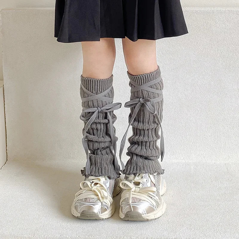 Lbsfy Korean Sweet Kids Lace Leg Warmers Knitted Foot Cover Children Girls Lolita Style Solid Autumn Winter Elastic Tube Socks