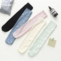 Lbsfy Women Lace Flower Hollow-Out Socks Retro Lolita Cute Summer Thin Middle Tube Transparent Socks Sweet Breathable Designer Socks