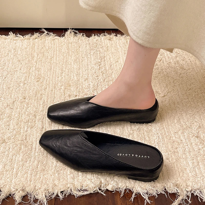 LBSFY -Summers New Style Women Slippers Square Toe Elegant Sandals Women Luxury Designer Shoes Comfortable Slip on Slipper Slides Women