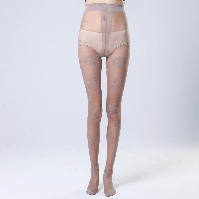 Lbsfy Feminine Mesh Jacquard Tights Summer Spring Rose Flowers JK Fishnet Pantyhose 7 Colors Woman Thin Long Black Stockings